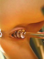 Kelly spreads her kitty lips for the glass cock