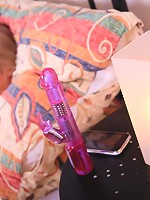 Cute hot teen Yvette plays with her pussy and uses a dildo