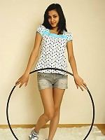 Naughty brunette teen Filipa with hula hoop gets naked