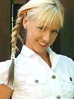 Flirty blonde teen smiles as she strips naked - Hanna - Flirty blonde teen strips and poses