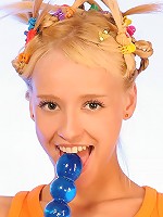 Hanna - Big Dildo - Petite teen puts big dildo in pussy