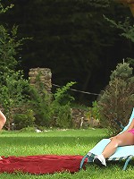 Carie and  Anetta - Outdoor Orgasm - Two lesbian babes tease and fuck