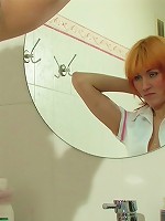 Shy teeny turns into a red-haired vixen