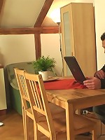 He has a great time in the old pussy and he pulls out to cum on her and then have a smoke