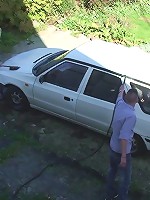 She washes the car and gets all wet and he comes along and fucks her sweet mature pussy