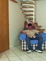 Granny slut seduces him in her skirt and white stockings and he fucks that hole hard