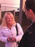 Old blonde babe in stockings makes his dick feel so good he never wants to stop fucking her