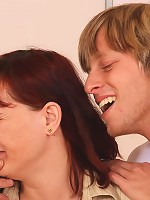 A gorgeous granny BJ gets him hard and fucking her pussy makes him want to cum hard