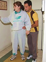 The dirty granny goes home with him after a jog and he fucks her on the bed and fucks her hard