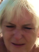 The sun is shining and her granny pussy is getting fucked outdoors and she loves it