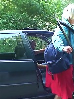 Granny picked up hitchhiking and he gets to fuck her naughty pussy outdoors as payment