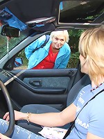 Granny gets cock in the car and outside the car in the grass and she loves every inch