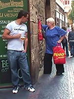 She is old and fat but she can still bounce when it comes time to get fucked by young cock