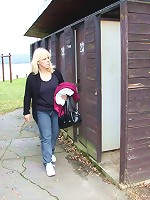 She and her young lover are outdoors and the sexy mature is fucked in her dripping wet pussy