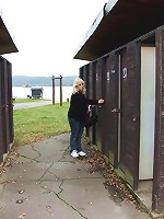 Granny in the changing room gives in and takes the young man's cock into her pussy