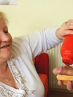 Naughty old slut with a crazy desire for cock is fucked by a much younger horny man