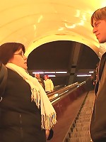 She is a fat mature bitch and she is horny for cock, which is what the young man provides