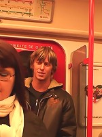 The older chick is picked up in the metro station and goes home to give head and fuck