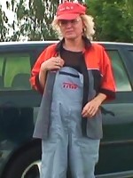 Sexy blonde granny slut fucked in her warm mouth and her wet pussy as she begs for more