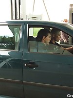 Out in the woods for a naughty granny threesome with really hot fucking of her box