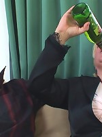 The mature blonde shows her lust for cock meat and they feed her as much dick as she can take