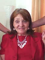 Her mature pussy and her mature mouth are filled with their eager dicks and she is very happy