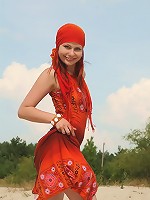 Horny teen strips outdoors