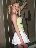 Cute blonde shows off her tiny panties