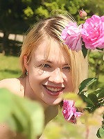 Naughty blonde teen pleasures herself outside