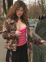Sexy teen outdoors with no panties