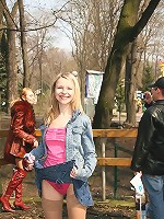 Naughty teen, outdoors with no panties on