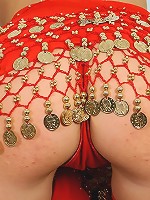 Hot teen wearing red stockings wants you to join her