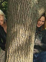 Sexy teens Christina and Julia take a walk in the woods