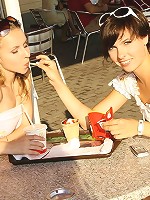 Two horny young girls enjoy a sexy day out together