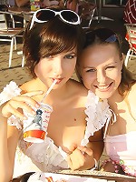 Two horny young girls enjoy a sexy day out together