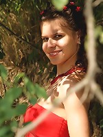 Teen shows off red panties outdoors