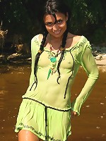 Cute teen gets naked outdoors