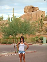 Bree flashes outdoors and masturbates in the corner