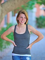 Aubrey being shy and slowly takes off clothes