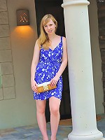 Emilee flashes her tits and pussy outside