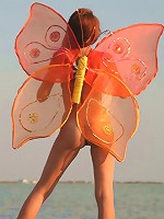 Hot stunning girl posing naked with butterfly wings