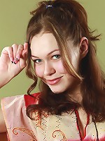 Sexy teen takes off her tiny golden swimming suit