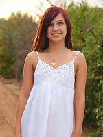 Nubiles.net Maryjane Johnson - Dainty brunette Nubile gently strokes her pussy with her fingers outdoors