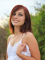 Nubiles.net Maryjane Johnson - Dainty brunette Nubile gently strokes her pussy with her fingers outdoors