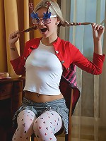 Nasty teenage beaut fucks her holes with huge sex toy