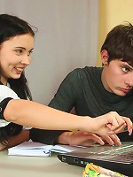 Hot teen tutor learns how to suck cock and fuck