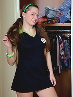 Hot brunette welcomes his dick to her tight teen ass