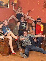 Massive teen orgy with three cute girls