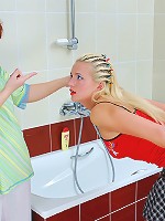 Lesbian initiation in the bathroom