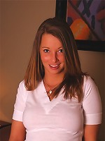 Caitlynn crawls into bed and strips off show her nice tits and sexy ass in yellow panties